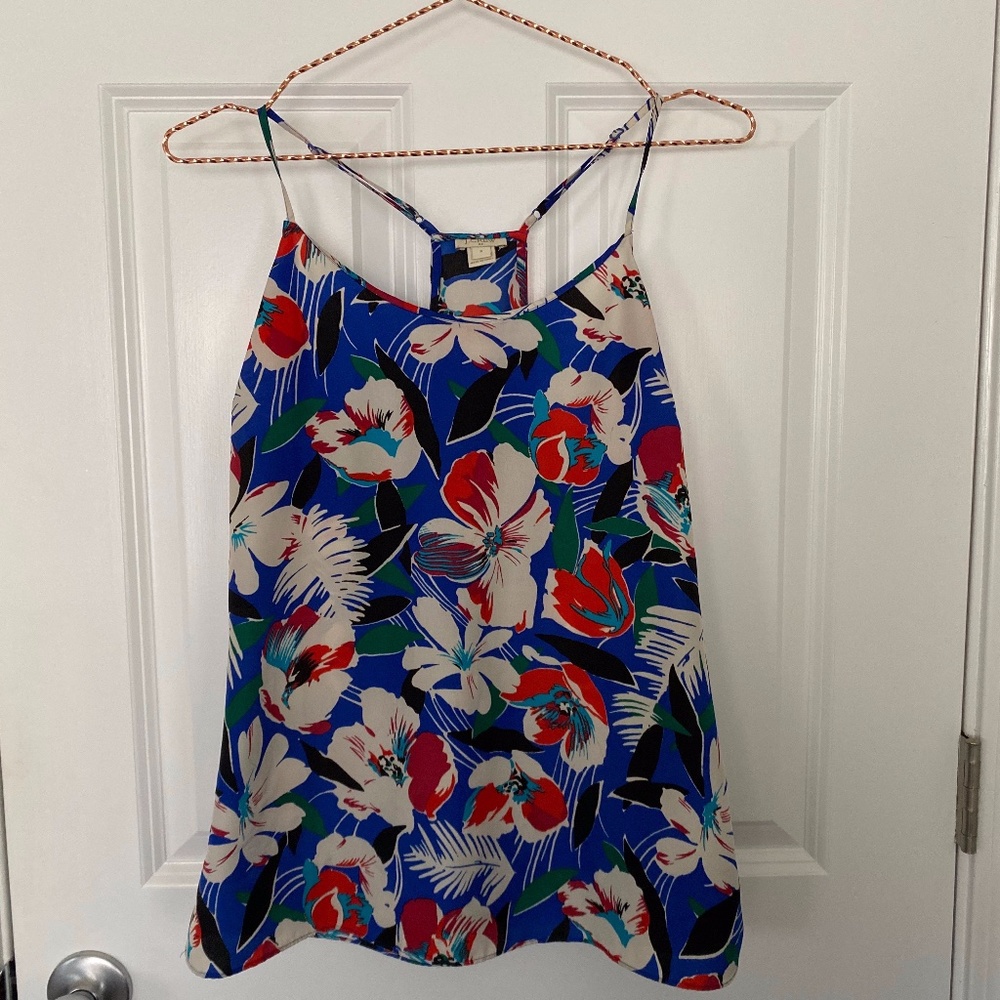 J.Crew cami blue/white/red floral